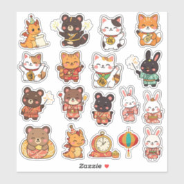 Cute Chibi Lunar New Year Animals Vinyl Stickers Aufkleber