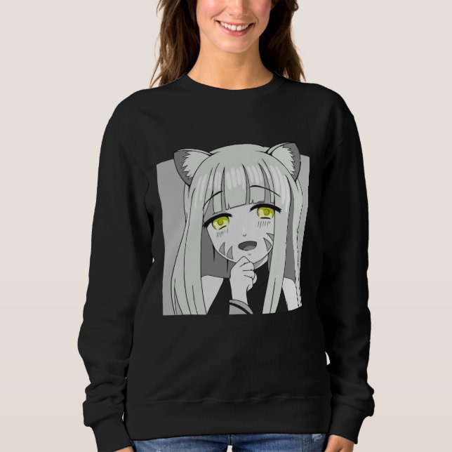 Cute Chibi Neko Girl with Smug Smile Sweatshirt (Vorderseite)
