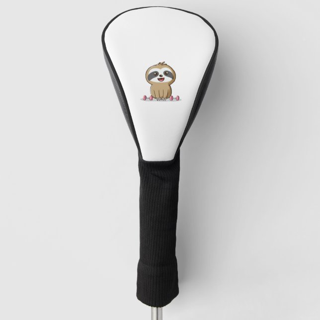 Cute Chibi Sloth Workout � Funny Kawaii Gym Animal Golf Headcover (Vorderseite)
