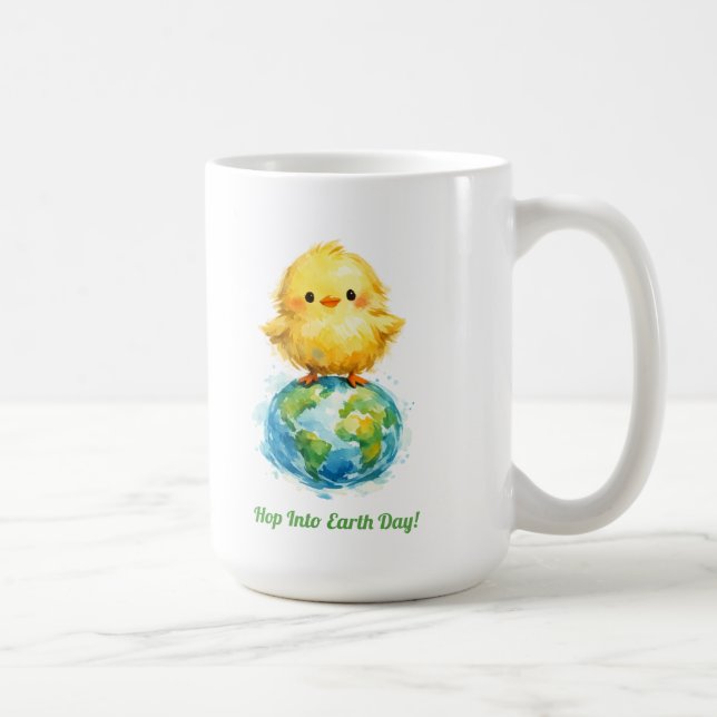 Cute Chick on Globe - Easter & Earth Day Design Kaffeetasse (Rechts)