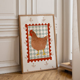 Cute Chicken Cottagecore Nursery Wall Art  Poster