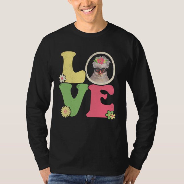 Cute Chicken  Peace Sign Love 60s 70s Groovy Hippi T-Shirt (Vorderseite)