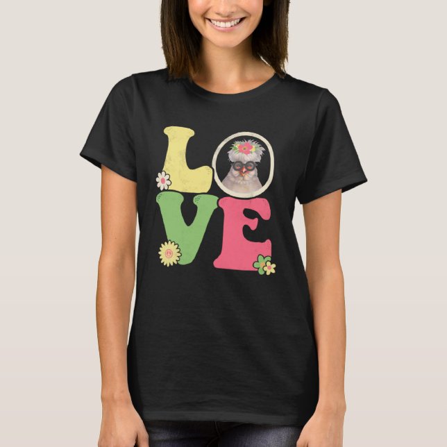 Cute Chicken  Peace Sign Love 60s 70s Groovy Hippi T-Shirt (Vorderseite)