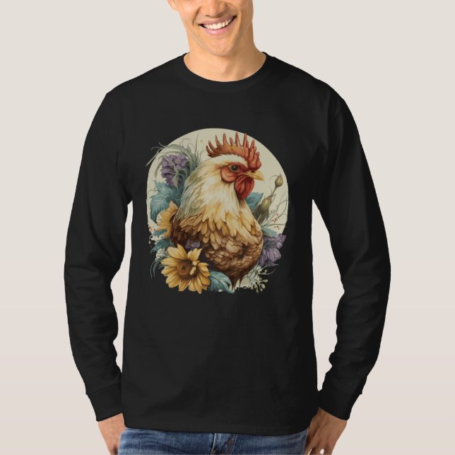 Cute Chicken Sunflower Chicken  Farm Animal T-Shirt (Vorderseite)