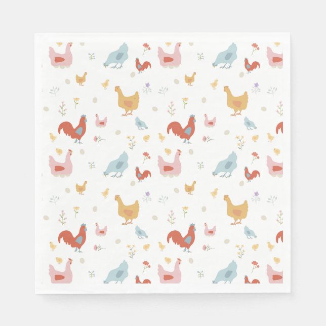 Cute Chickens Hens and Baby Chicks Serviette (Vorderseite)