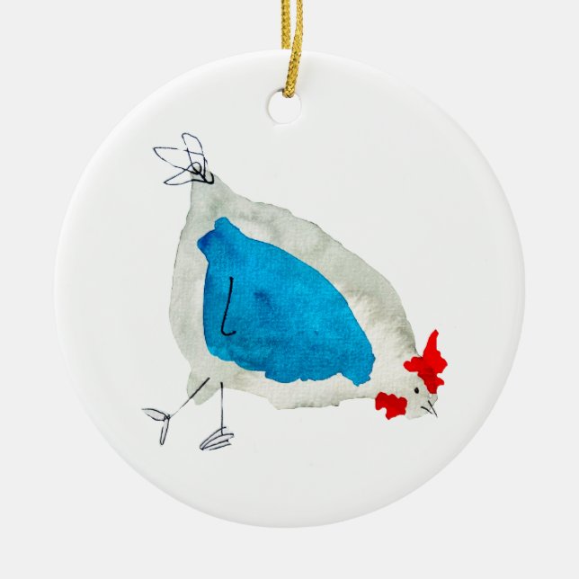 Cute chickens watercolor keramik ornament (Vorne)