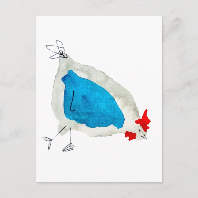 Cute chickens watercolor postkarte (Vorderseite)