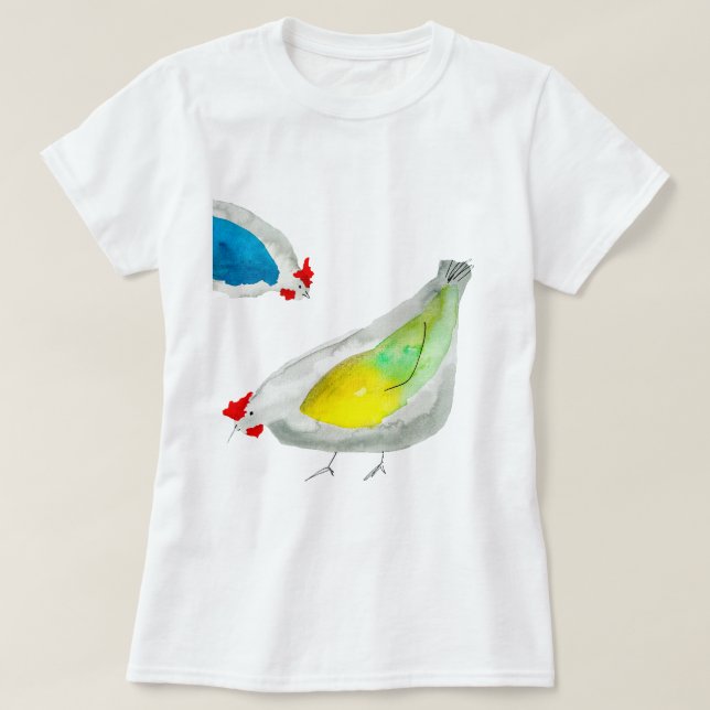 Cute chickens watercolor T-Shirt (Design vorne)