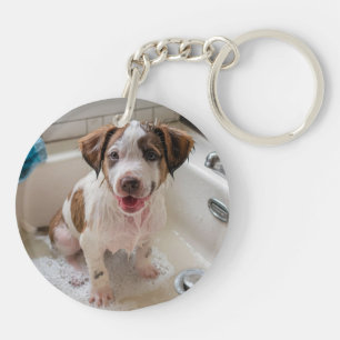 Cute Chien Chien Chien Bathtime Porte - clé acryli