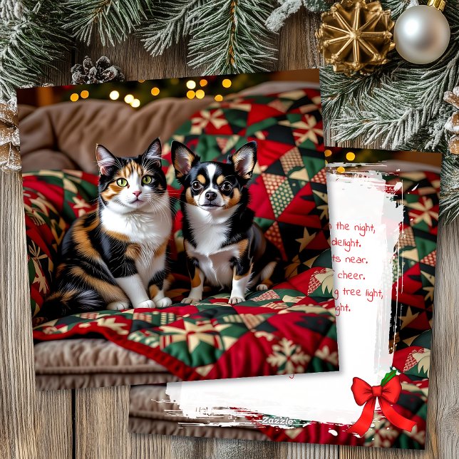 Cute Chihuahua and Cat Christmas Feiertagskarte (Von Creator hochgeladen)