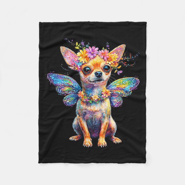 Cute Chihuahua Dog Angel With Wings  Fleecedecke (Vorderseite)