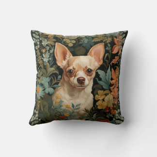 Cute Chihuahua in William Morris Style Garden Kissen