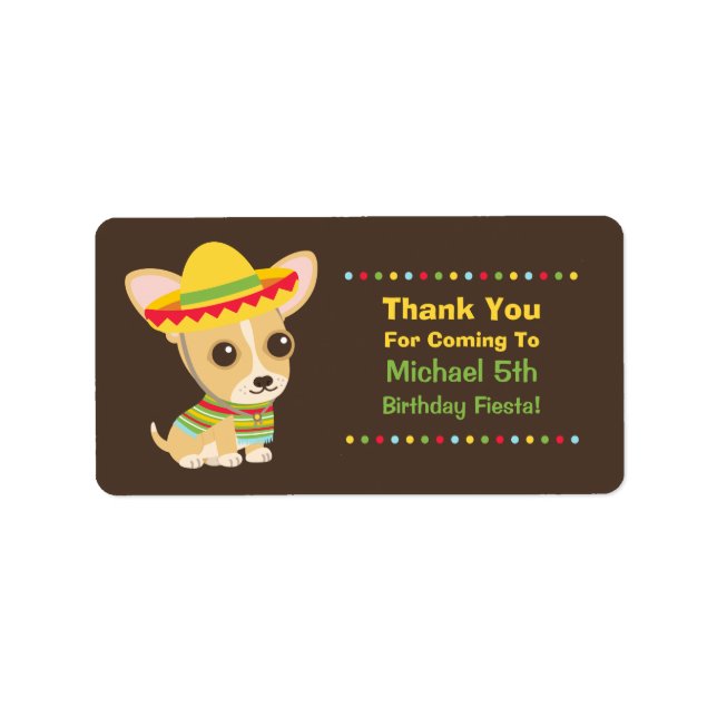 Cute Chihuahua Mexicaine Étiquettes de la fête des (Devant)