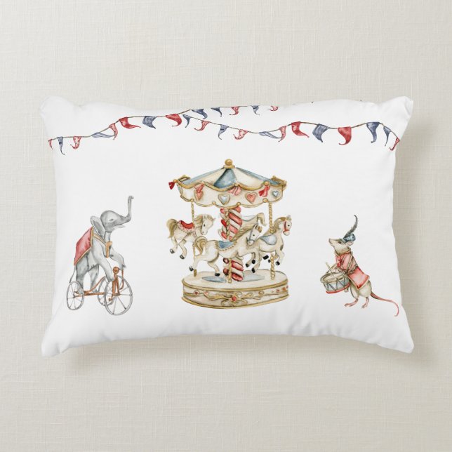 Cute Children Circus Carnival Animals Pattern Dekokissen (Vorderseite)