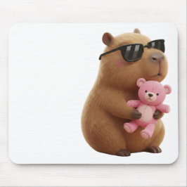 Cute Chill Capybara with Teddy Bear Aesthetic Mousepad