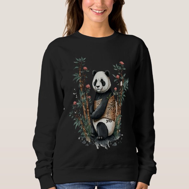 Cute Chinese Style Panda beautiful Flowers Sweatshirt (Vorderseite)