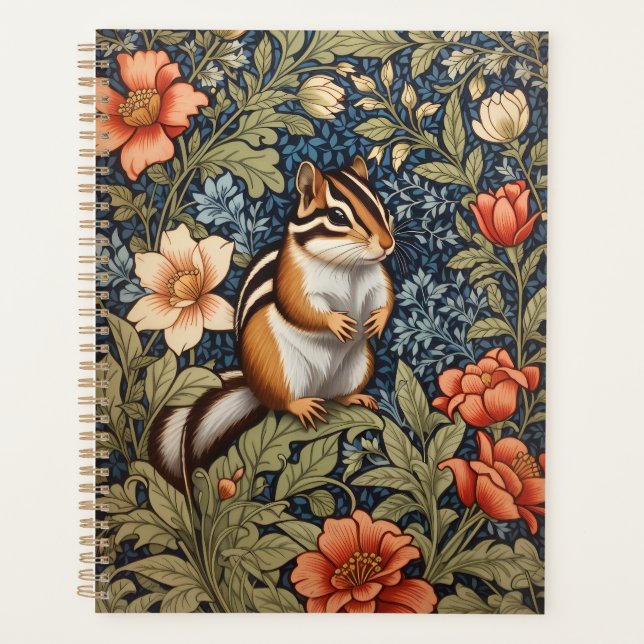 Cute Chipmunk William Morris Inspiré Floral (Devant)