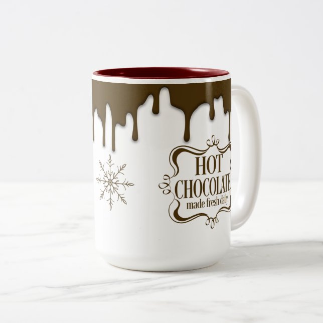 Cute Chocolat Chocolat Drip Mug à deux tons (Devant droit)