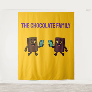 Cute Chocolate Bar with Phone Funny Tapestry Wandteppich
