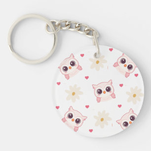 Cute Chouette Rose Porte - clé Motif - Style Kawai