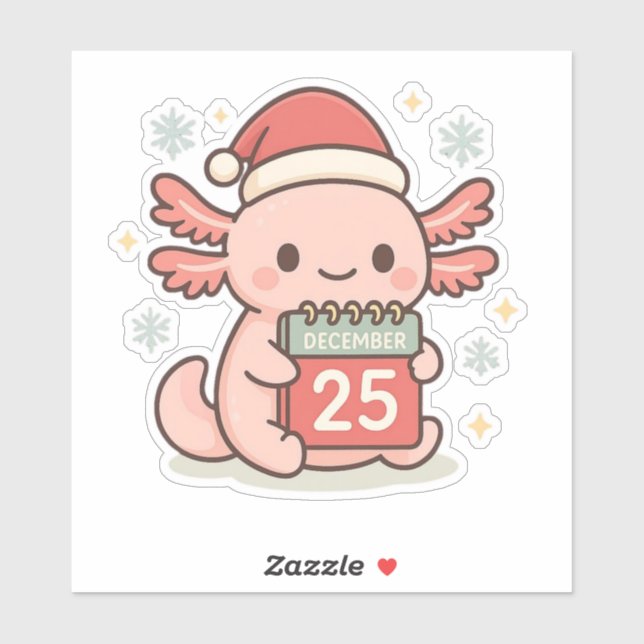 Cute Christmas Axolotl Sticker | Kawaii Holiday  (Feuille)