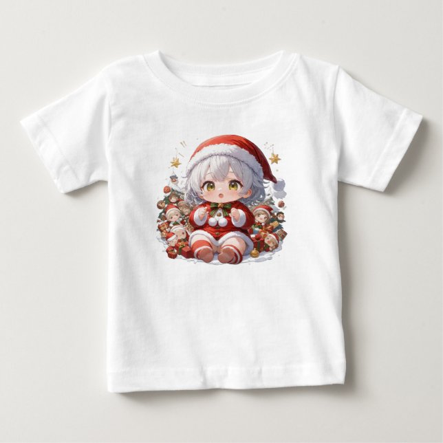 Cute Christmas Baby Santa Chibi Baby T-shirt (Vorderseite)