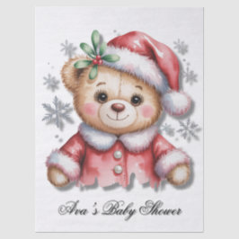 Cute Christmas Bear and Snowflakes Baby Shower Seidenpapier