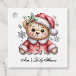 Cute Christmas Bear and Snowflakes Thank You Geschenkanhänger