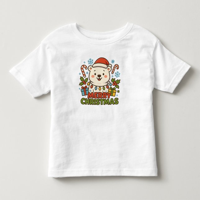 Cute Christmas Bear Illustration Kleinkind T-shirt (Vorderseite)