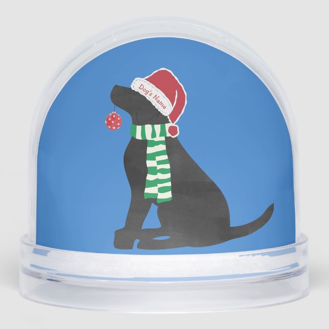 Cute Christmas Black Lab Holiday Custom Schneekugeln (Vorderseite)