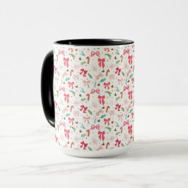 Cute Christmas Bow & Candy Cane Pattern Mug Tasse
