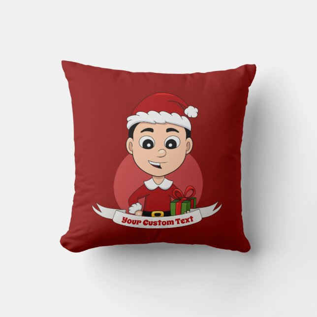 Cute Christmas boy with black hair Kissen (Vorderseite)