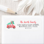 Cute Christmas Car Tree Festive Script Holiday<br><div class="desc">Cute Christmas Car Tree Festive Script Holiday Label</div>
