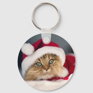Cute Christmas cat lying Schlüsselanhänger