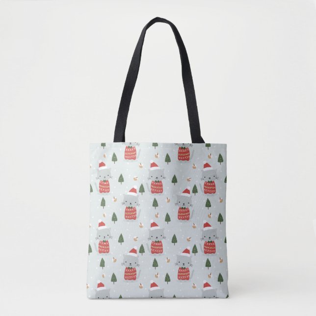 Cute Christmas Cat Pattern – Festive Holiday  Tasche (Vorderseite)