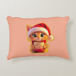 **Cute Christmas Cat with Santa Hat – Funny Holida Dekokissen