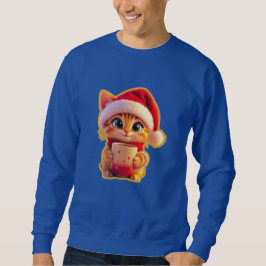 **Cute Christmas Cat with Santa Hat – Funny Holida Sweatshirt