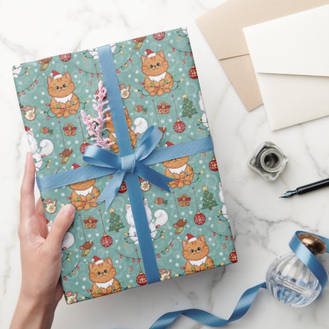 Cute Christmas Cats Holiday Wrapping Paper Geschenkpapier (Schenken)