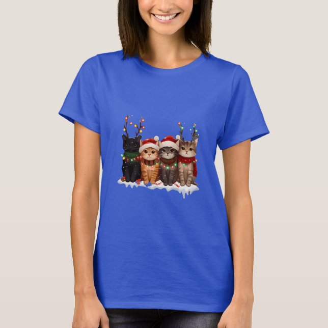 Cute Christmas Cats Illustration – Festive Kittens T-Shirt (Vorderseite)