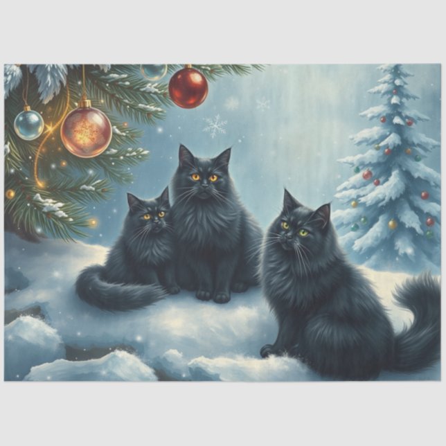 Cute Christmas Cats Tissue Paper Seidenpapier (Vorderseite)