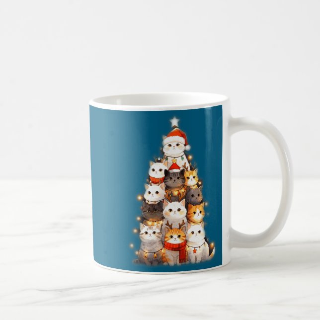 Cute Christmas Cats Tree Lights Holiday Kittens Il Kaffeetasse (Rechts)