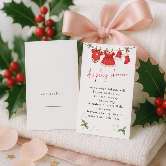 Cute Christmas Clothesline Display Baby Shower Begleitkarte (Von Creator hochgeladen)