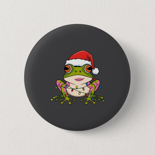 Cute Christmas Coqui Frog _ Holiday Puerto Rican L Button (Vorderseite)