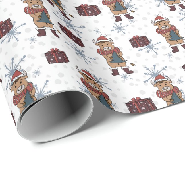 Cute Christmas Cow Geschenkpapier (Rolleneckpunkt)