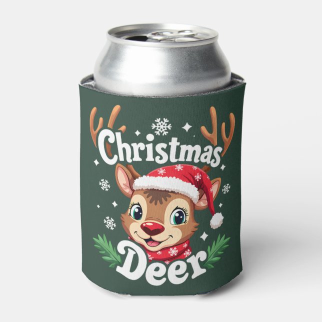 Cute Christmas Deer Illustration Dosenkühler (Kanne Vorderseite)
