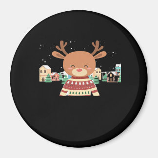 Cute Christmas Deer Minimal Design  Magnet