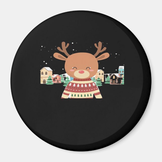 Cute Christmas Deer Minimal Design  Magnet (Vorne)