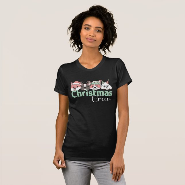 Cute Christmas Dog Crew T-Shirt (Vorne ganz)