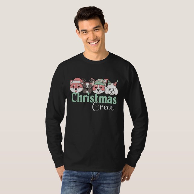 Cute Christmas Dog Crew T-Shirt (Vorne ganz)