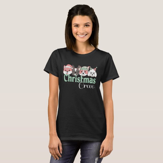 Cute Christmas Dog Crew T-Shirt (Vorne ganz)